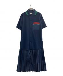 TOGA PULLA（トーガ プルラ）の古着「Code pique jersey shirt dress」｜ネイビー