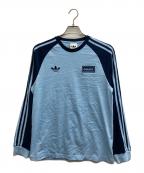 adidasアディダス）の古着「oasisツアー スリーストライプス 長袖Tシャツ」｜ブルー