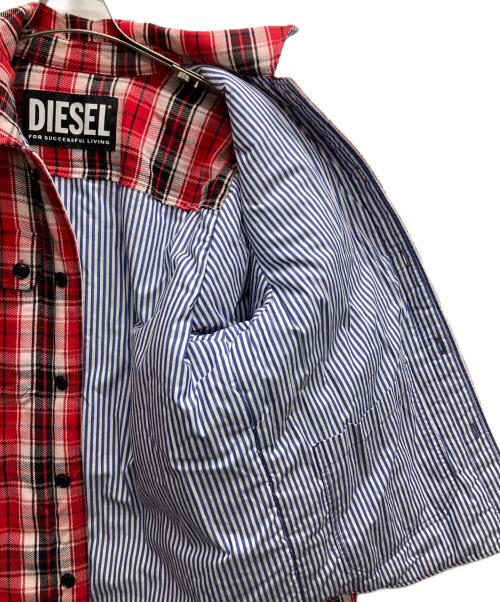 DIESEL（ディーゼル）DIESEL (ディーゼル) 中綿リバーシブルシャツジャケット レッド サイズ:Mの古着・服飾アイテム