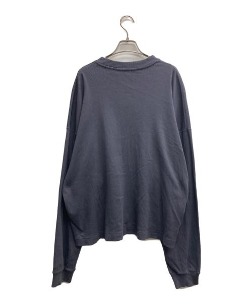 H（アッシュ）H (アッシュ) SUVIN MIX テレコクルーネック ロングスリーブ ネイビー サイズ:Lの古着・服飾アイテム