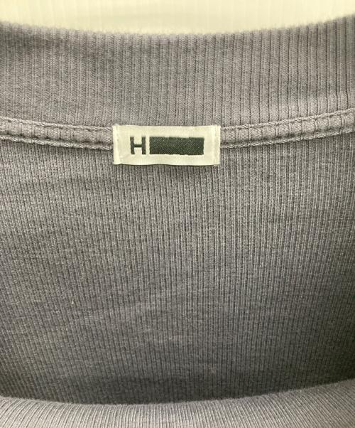 H（アッシュ）H (アッシュ) SUVIN MIX テレコクルーネック ロングスリーブ ネイビー サイズ:Lの古着・服飾アイテム