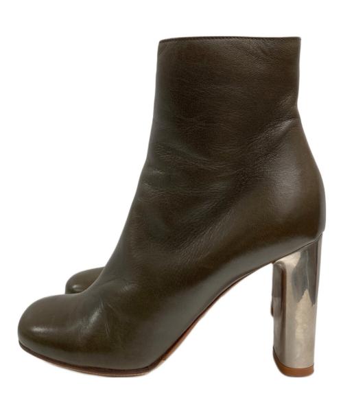 CELINE（セリーヌ）CELINE (セリーヌ) チャンキーヒールアンクルブーツ カーキ サイズ:38の古着・服飾アイテム