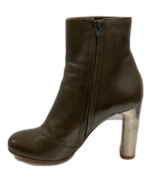 CELINE（セリーヌ）CELINE (セリーヌ) チャンキーヒールアンクルブーツ カーキ サイズ:38の古着・服飾アイテム