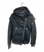 DIESELディーゼル）の古着「チュールコンビライダースジャケット」｜ブラック