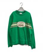 LACOSTEラコステ）の古着「モノグラムレイヤードオーバルロゴクルーネックスウェット」｜グリーン