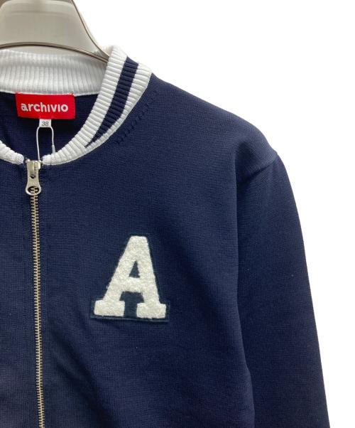 archivio（アルチビオ）archivio (アルチビオ) 25AW 刺繍ニットジップブルゾン ネイビー サイズ:38 未使用品の古着・服飾アイテム