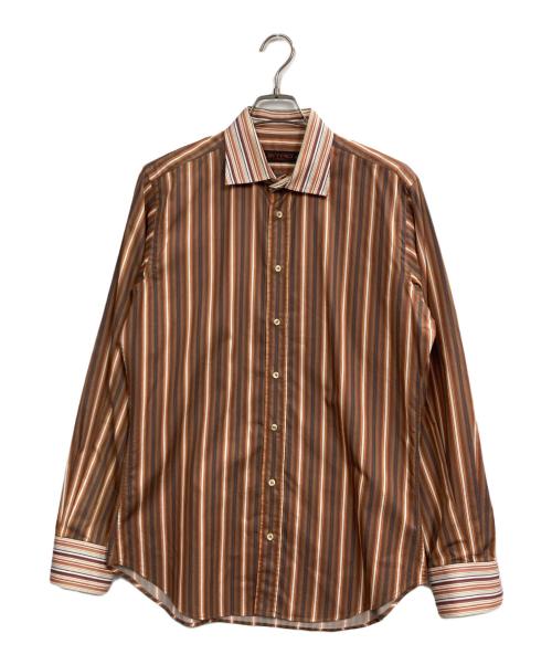 ETRO（エトロ）ETRO (エトロ) 切替ストライプシャツ ブラウン サイズ:41の古着・服飾アイテム