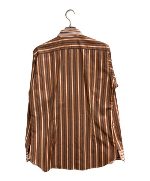 ETRO（エトロ）ETRO (エトロ) 切替ストライプシャツ ブラウン サイズ:41の古着・服飾アイテム