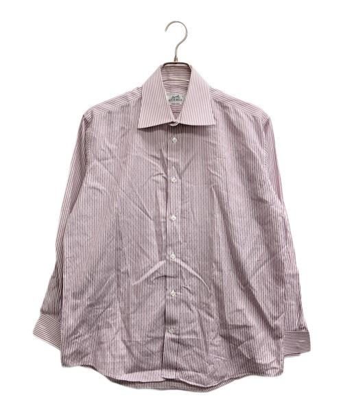 HERMES（エルメス）HERMES (エルメス) Hロゴストライプドレスシャツ レッド サイズ:Sの古着・服飾アイテム
