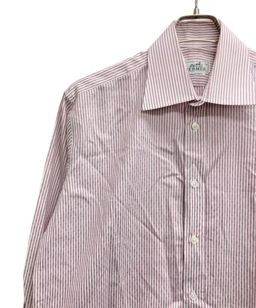 HERMES（エルメス）HERMES (エルメス) Hロゴストライプドレスシャツ レッド サイズ:Sの古着・服飾アイテム