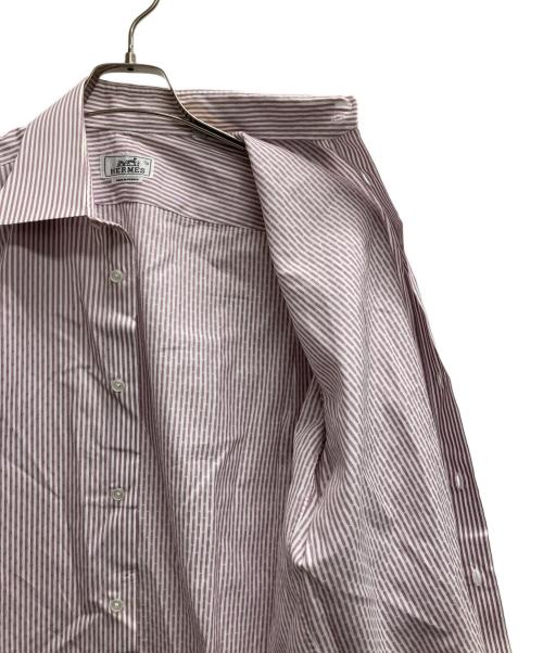 HERMES（エルメス）HERMES (エルメス) Hロゴストライプドレスシャツ レッド サイズ:Sの古着・服飾アイテム