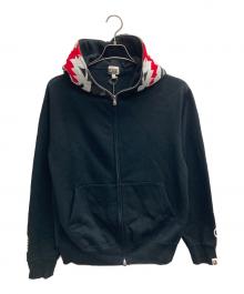 BAPE BY A BATHING APE（ベイプバイアベイシングエイプ）の古着「Tiger full zip hoodie/タイガージップパーカー」｜ブラック
