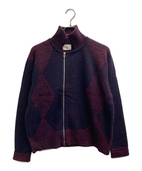 Call（コール）CALL (コール) ZIP-UP KNIT BLOUSON（ジップアップ　ニット　ブルゾン） ネイビー×レッド サイズ:Fの古着・服飾アイテム