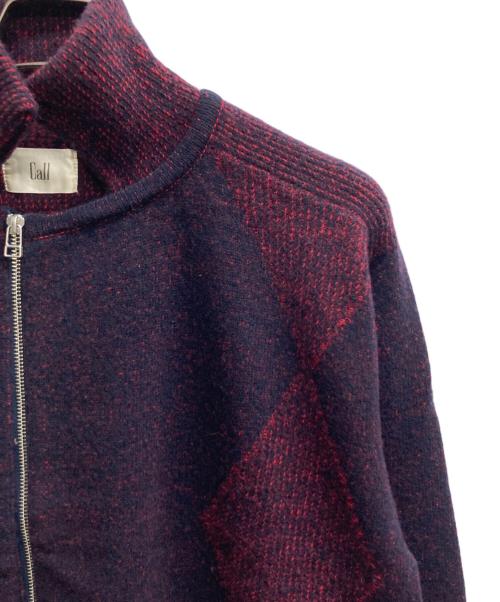 Call（コール）CALL (コール) ZIP-UP KNIT BLOUSON（ジップアップ　ニット　ブルゾン） ネイビー×レッド サイズ:Fの古着・服飾アイテム