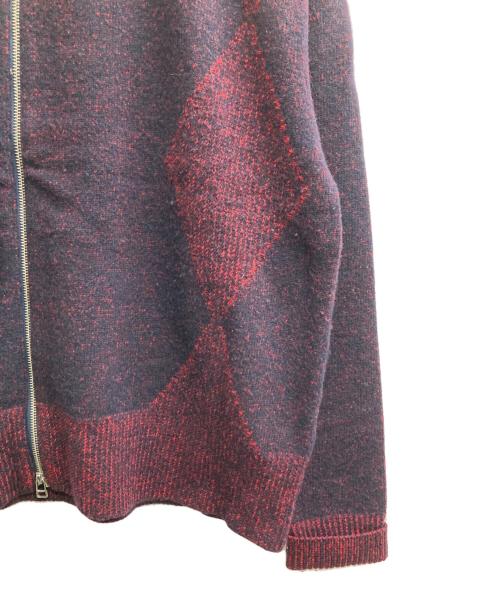 Call（コール）CALL (コール) ZIP-UP KNIT BLOUSON（ジップアップ　ニット　ブルゾン） ネイビー×レッド サイズ:Fの古着・服飾アイテム