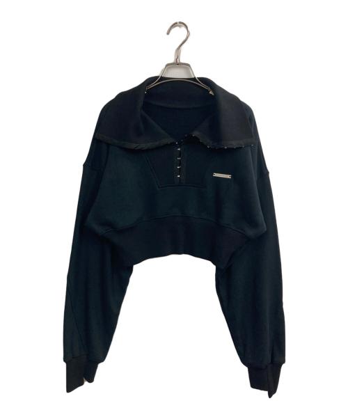 PRANK PROJECT（プランクプロジェクト）PRANK PROJECT (プランクプロジェクト) Hook Eye Collar Cropped Sweatshirt ブラック サイズ:Freeの古着・服飾アイテム