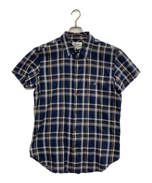 Vivienne Westwood man（ヴィヴィアンウエストウッドマン）Vivienne Westwood man (ヴィヴィアン ウェストウッド マン) チェックシャツ ネイビー サイズ:50の古着・服飾アイテム