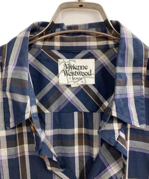Vivienne Westwood man（ヴィヴィアンウエストウッドマン）Vivienne Westwood man (ヴィヴィアン ウェストウッド マン) チェックシャツ ネイビー サイズ:50の古着・服飾アイテム