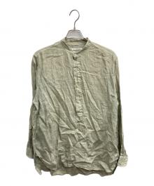 MAATEE&SONS（マーティーアンドサンズ）の古着「LINEN PULLOVER シャツ（リネン　プルオーバー　シャツ）」｜黄緑