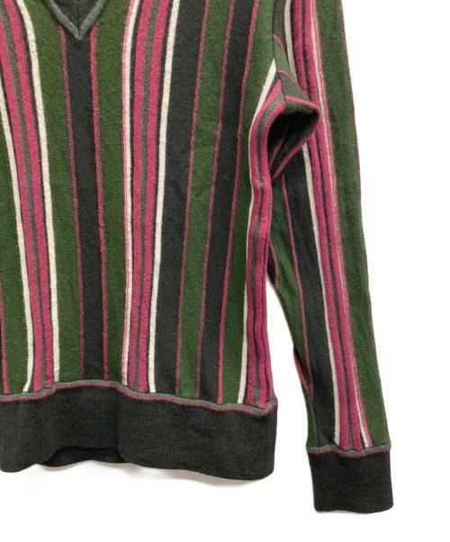 ETRO（エトロ）ETRO (エトロ) Vネックニット ブラック×カーキ サイズ:Lの古着・服飾アイテム