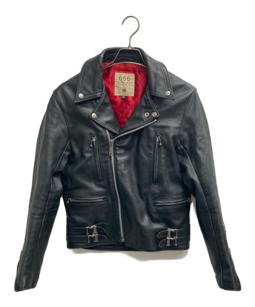 666（666）666 (666) LJM-1 サイドベルト ライダースジャケット ブラック サイズ:36の古着・服飾アイテム