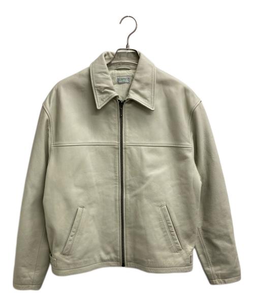 GUESS USA（ゲス ユーエスエー）GUESS USA (ゲス ユーエスエー) COW LEATHER JACKET（カウ　レザー　ジャケット） アイボリー サイズ:Mの古着・服飾アイテム