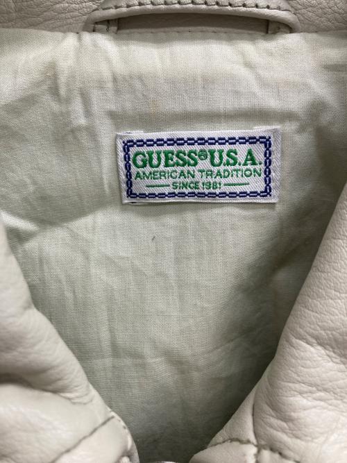 GUESS USA（ゲス ユーエスエー）GUESS USA (ゲス ユーエスエー) COW LEATHER JACKET（カウ　レザー　ジャケット） アイボリー サイズ:Mの古着・服飾アイテム