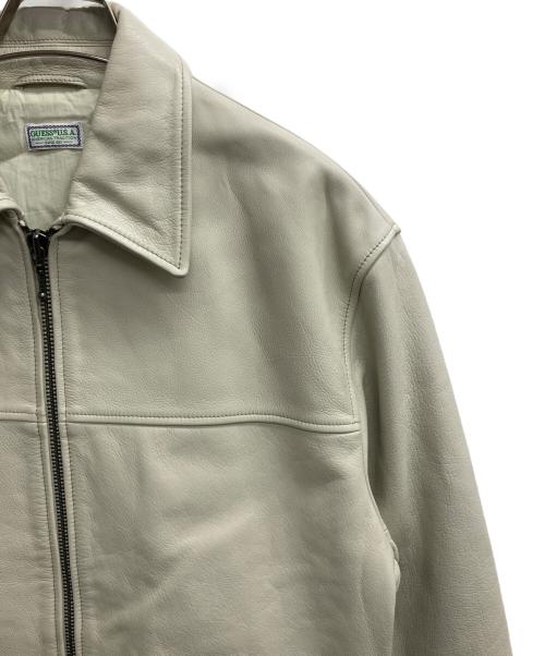 GUESS USA（ゲス ユーエスエー）GUESS USA (ゲス ユーエスエー) COW LEATHER JACKET（カウ　レザー　ジャケット） アイボリー サイズ:Mの古着・服飾アイテム