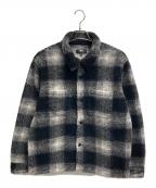 stussyステューシー）の古着「Plaid Sherpa Shirt（プレイド　シェルパ　シャツ）」｜ブラック