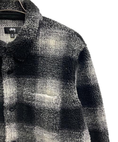 stussy（ステューシー）stussy (ステューシー) Plaid Sherpa Shirt（プレイド　シェルパ　シャツ） ブラック サイズ:Sの古着・服飾アイテム