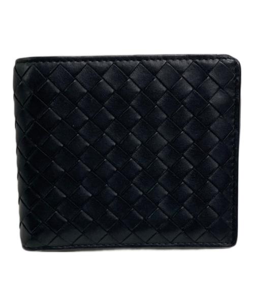 BOTTEGA VENETA（ボッテガベネタ）BOTTEGA VENETA (ボッテガベネタ) イントレチャート 二つ折り財布 ブラックの古着・服飾アイテム