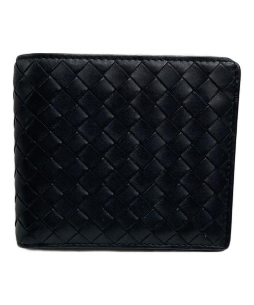 BOTTEGA VENETA（ボッテガベネタ）BOTTEGA VENETA (ボッテガベネタ) イントレチャート 二つ折り財布 ブラックの古着・服飾アイテム