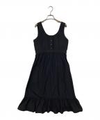 PLAN Cプランシー）の古着「タフタリボンノースリーブ裾フレアワンピース」｜ブラック