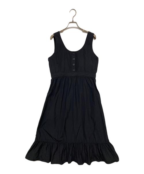 PLAN C（プランシー）PLAN C (プランシー) タフタリボンノースリーブ裾フレアワンピース ブラック サイズ:40の古着・服飾アイテム