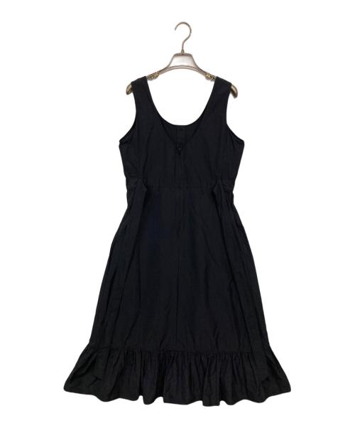 PLAN C（プランシー）PLAN C (プランシー) タフタリボンノースリーブ裾フレアワンピース ブラック サイズ:40の古着・服飾アイテム