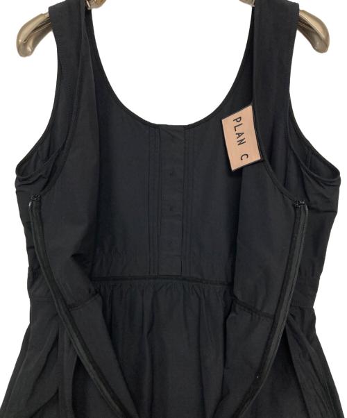 PLAN C（プランシー）PLAN C (プランシー) タフタリボンノースリーブ裾フレアワンピース ブラック サイズ:40の古着・服飾アイテム
