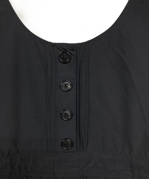 PLAN C（プランシー）PLAN C (プランシー) タフタリボンノースリーブ裾フレアワンピース ブラック サイズ:40の古着・服飾アイテム