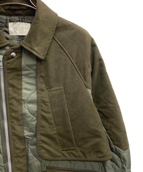 PUBLIC TOKYO（パブリックトウキョウ）PUBLIC TOKYO (パブリックトウキョウ) キルトスウェードコンビコート カーキ サイズ:1の古着・服飾アイテム