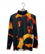 taupeトープ）の古着「GRAPHICAL MOCK-NECK TOP（グラフィカル　モック　ネック　トップ）」｜ブラック