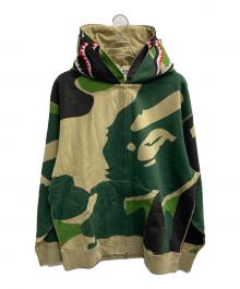 A BATHING APE（ア ベイシング エイプ）の古着「Mega Abc Camo Double Shark Relaxed Fit Full Zip Hoodie」｜グリーン