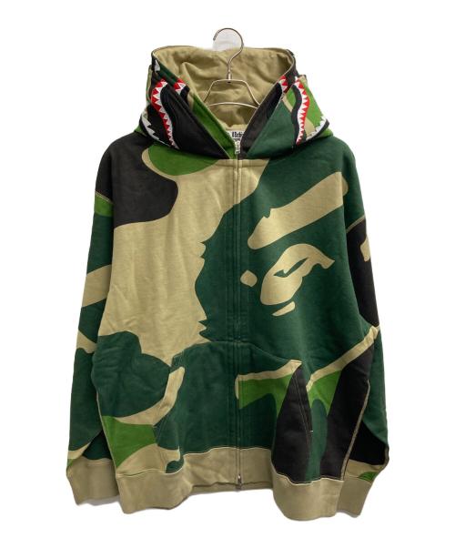 A BATHING APE（ア ベイシング エイプ）A BATHING APE (ア ベイシング エイプ) Mega Abc Camo Double Shark Relaxed Fit Full Zip Hoodie グリーン サイズ:XLの古着・服飾アイテム