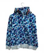 A BATHING APEア ベイシング エイプ）の古着「Camo Shark Full Zip Hoodie（カモ　シャーク　フル　ジップ　フーディ）」｜スカイブルー