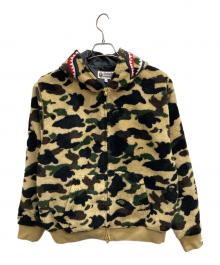 A BATHING APE（ア ベイシング エイプ）の古着「1ST CAMO 2ND SHARK BOA HOODIE JACKET（ファースト　カモ　セカンド　シャーク　ボア　フーディ　ジャケット）」｜カーキ