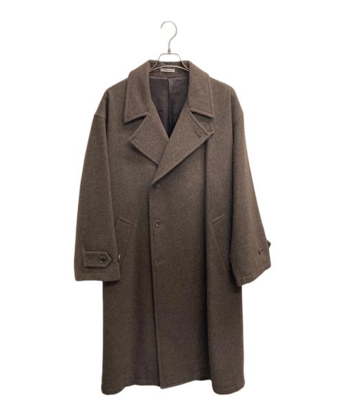 AURALEE（オーラリー）AURALEE (オーラリー) SUPER MILLED SHETLAND WOOL DOUBLE-BREASTED COAT（スーパー　ミルド　シートランド　ウール　ダブル　ブレステッド　コート） ブラウン サイズ:４の古着・服飾アイテム