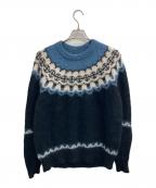 BATONERバトナ―）の古着「ノルディックニット」｜ブラック×ブルー