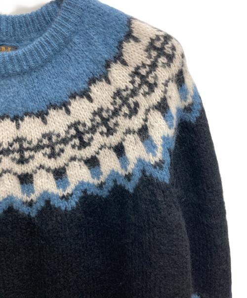 BATONER（バトナ―）BATONER (バトナ―) ノルディックニット ブラック×ブルー サイズ:3の古着・服飾アイテム