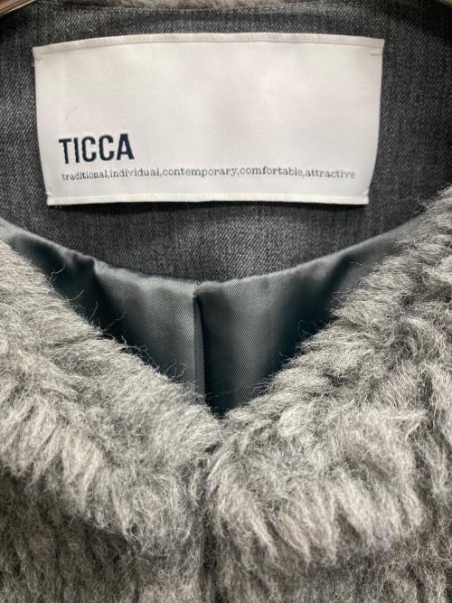 ticca（ティッカ）TICCA (ティッカ) ウールファーロングコート グレー サイズ:Fの古着・服飾アイテム