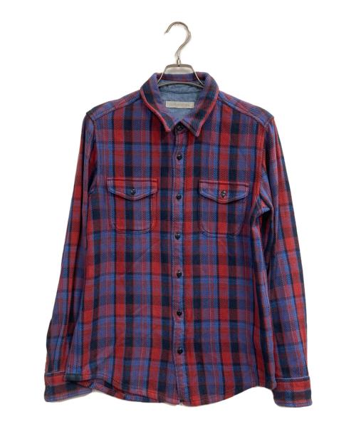 OUTERKNOWN（アウターノーン）OUTERKNOWN (アウターノーン) ブランケットシャツ ネイビー×レッド サイズ:Sの古着・服飾アイテム