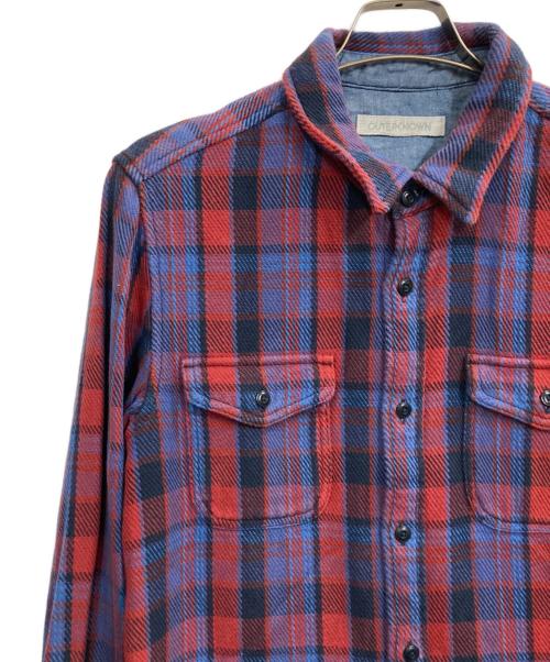 OUTERKNOWN（アウターノーン）OUTERKNOWN (アウターノーン) ブランケットシャツ ネイビー×レッド サイズ:Sの古着・服飾アイテム