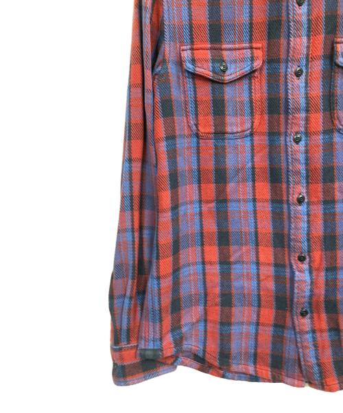 OUTERKNOWN（アウターノーン）OUTERKNOWN (アウターノーン) ブランケットシャツ ネイビー×レッド サイズ:Sの古着・服飾アイテム